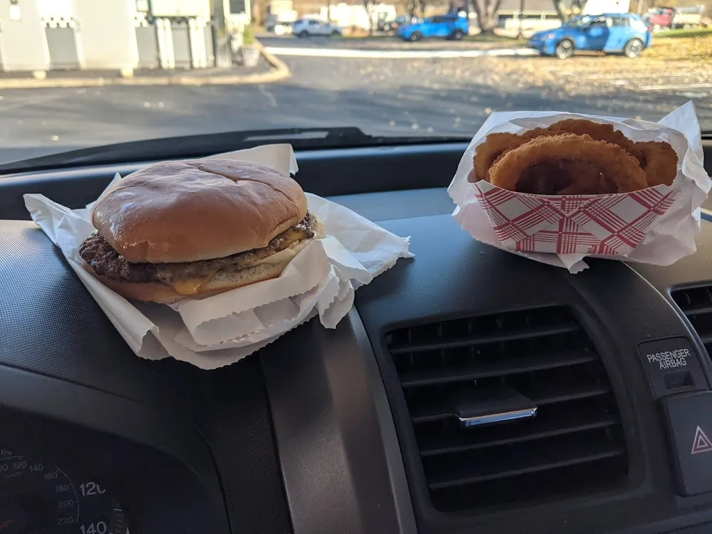 Cheese Burger and Onion Rings